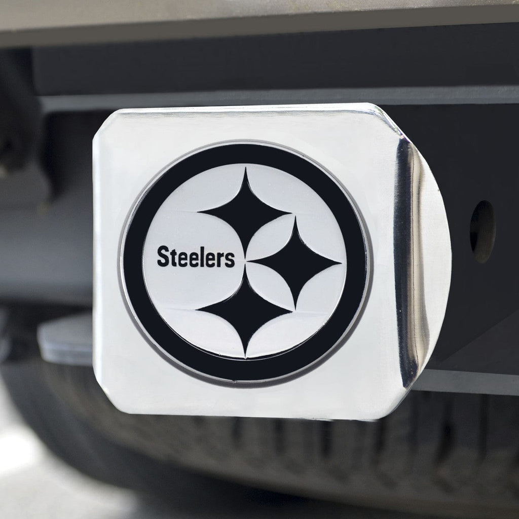 Auto Hitch Covers Pittsburgh Steelers Hitch Cover Chrome Emblem on Chrome - Special Order 842281108675