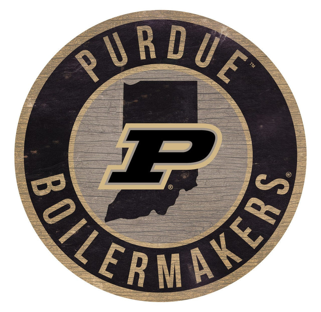 Sign 12 Round State Design Purdue Boilermakers Sign Wood 12 Inch Round State Design 878460201844