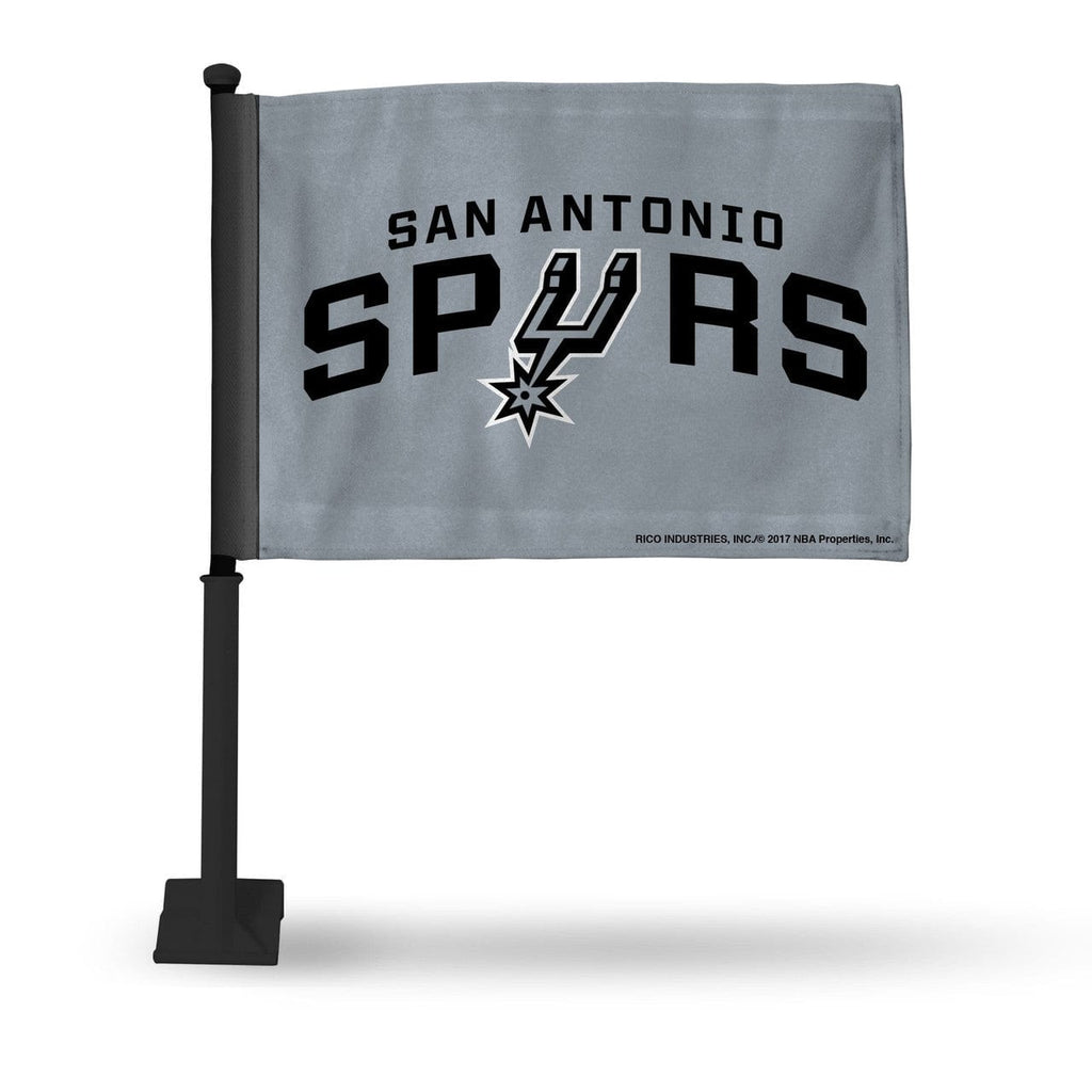 Car Flags San Antonio Spurs Flag Car Style Silver with Black Pole - Special Order 767345427373