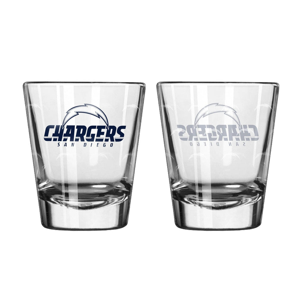 NFL Legacy Teams San Diego Chargers Shot Glass Satin Etch Style 2 Pack 842451070757
