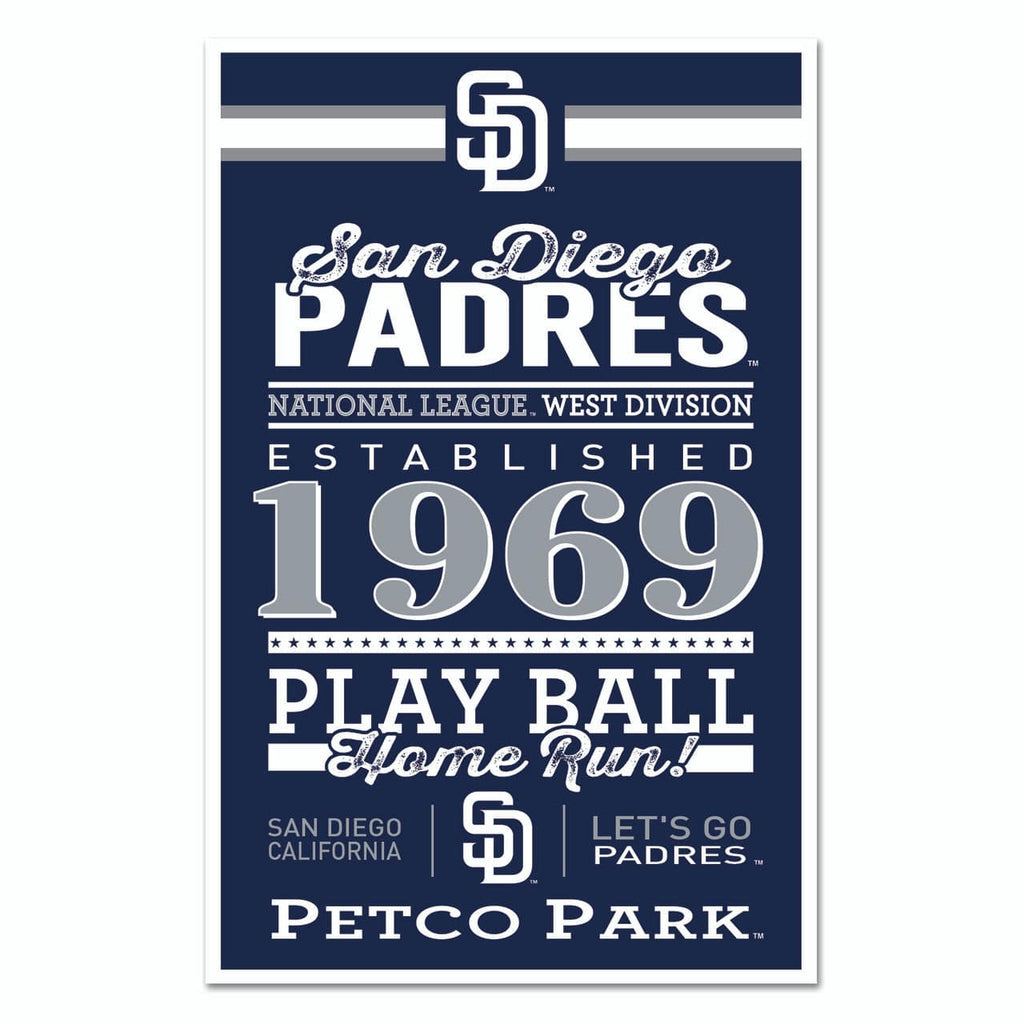 Sign 11x17 Established Home San Diego Padres Sign 11x17 Wood Established Design - Special Order 032085623980