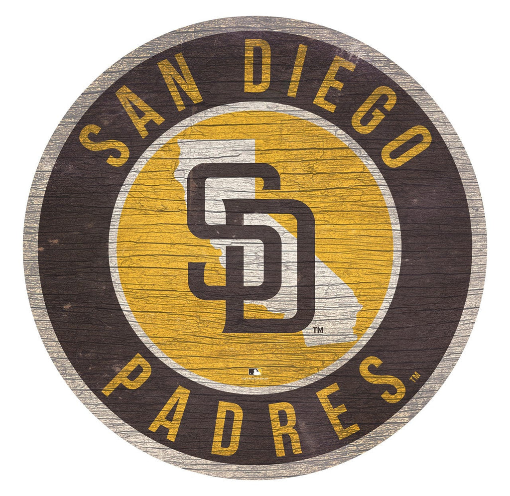San Diego Padres San Diego Padres Sign Wood 12 Inch Round State Design 878460205613