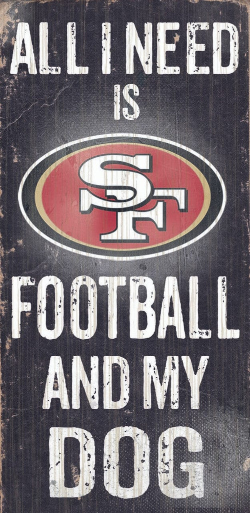 Sign 6x12 Football and Dog San Francisco 49ers Wood Sign - Football and Dog 6"x12" 878460038808