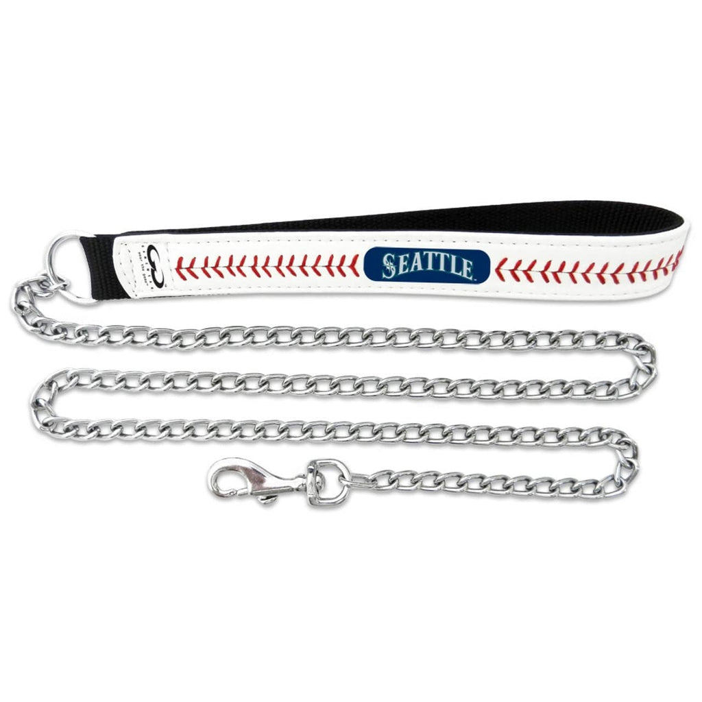 Seattle Mariners Seattle Mariners Pet Leash Leather Chain Baseball Size Large CO 844214056190