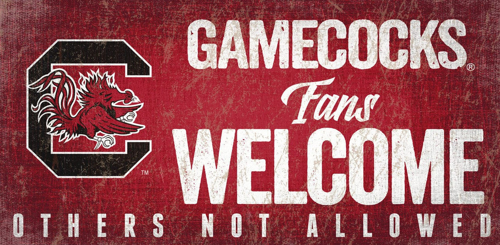 Sign 12x6 Fans Welcome South Carolina Gamecocks Wood Sign Fans Welcome 12x6 878460145698
