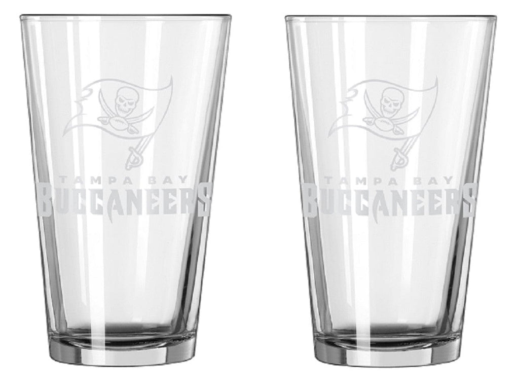 Drink Glass Satin Pint Tampa Bay Buccaneers Glass Pint Frost Design 2 Piece Set 806293971979