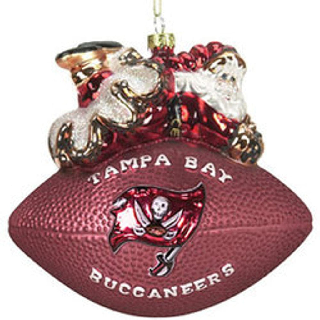 Tampa Bay Buccaneers Tampa Bay Buccaneers Ornament 5 1/2 Inch Peggy Abrams Glass Football CO 801946188810