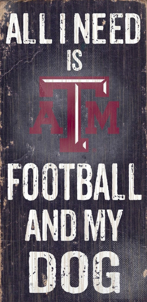 Sign 6x12 Football and Dog Texas A&M Aggies Wood Sign - Football and Dog 6"x12" 878460039096