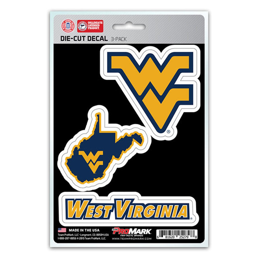 West Virginia Mountaineers West Virginia Mountaineers Decal Die Cut Team 3 Pack 681620252798