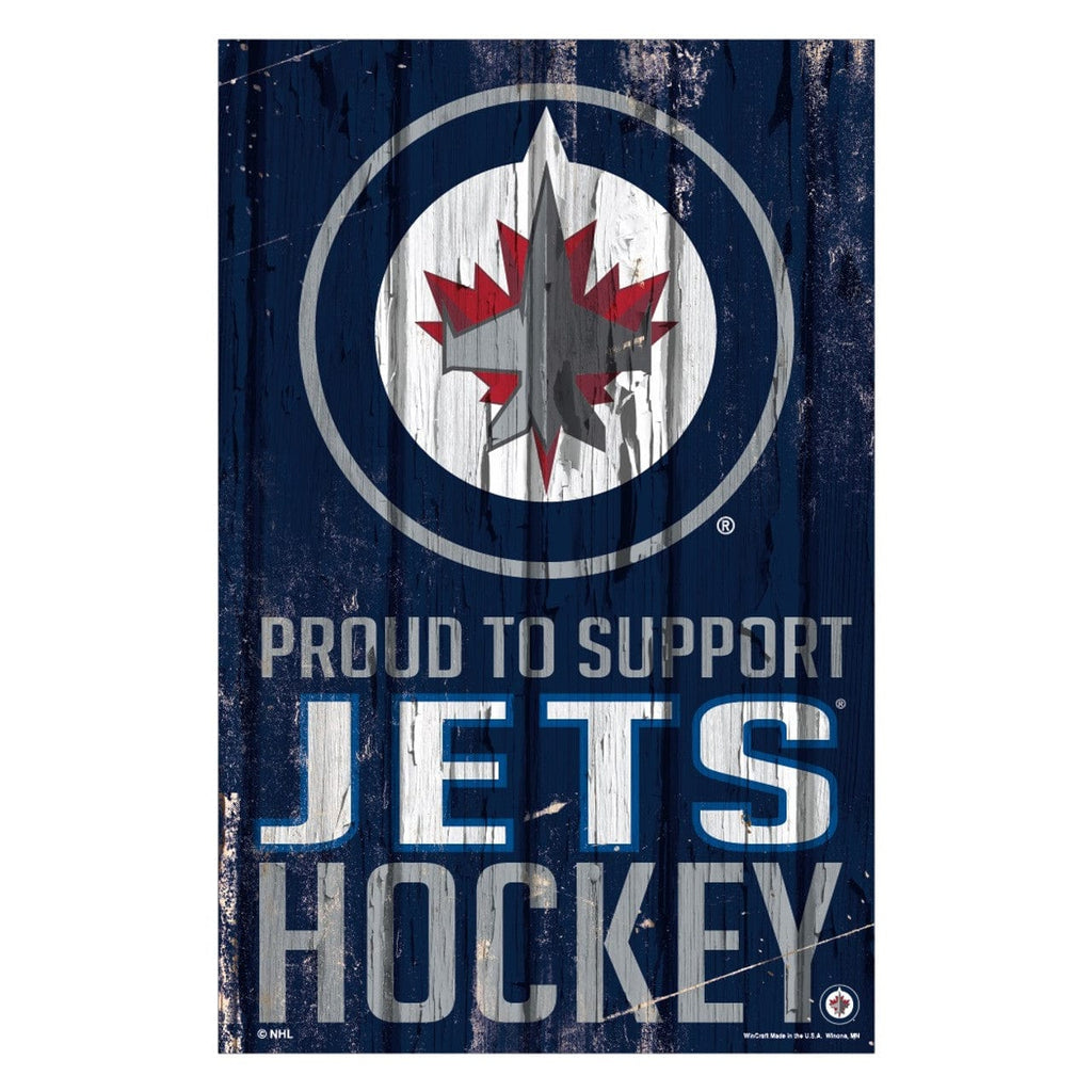 Sign 11x17 Proud To Support Winnipeg Jets Sign 11x17 Wood Proud to Support Design 032085025487