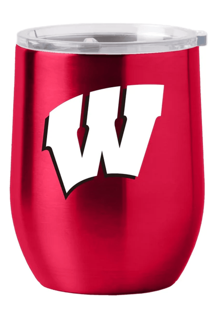 Drinkware Wisconsin Badgers Travel Tumbler 16oz Stainless Steel Curved 806293673941