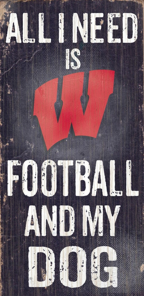 Sign 6x12 Football and Dog Wisconsin Badgers Wood Sign - Football and Dog 6"x12" 878460039133