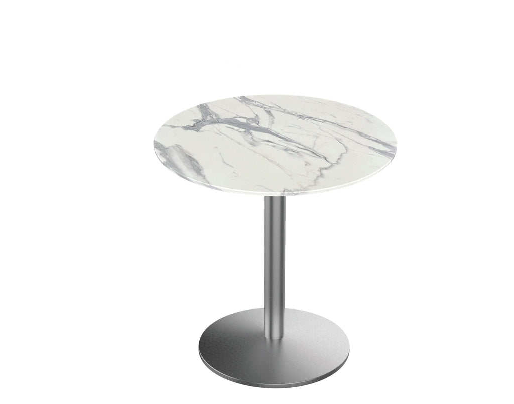 30" Tall OD214 Indoor/Outdoor All-Season Table with 32" Diameter White Marble Top OD214-2230SSODS32RWM