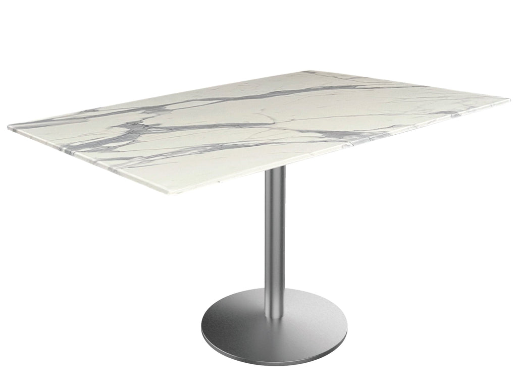 30" Tall OD214 Indoor/Outdoor All-Season Table with 32" x 48" White Marble Top OD214-2230SSODS3248WM