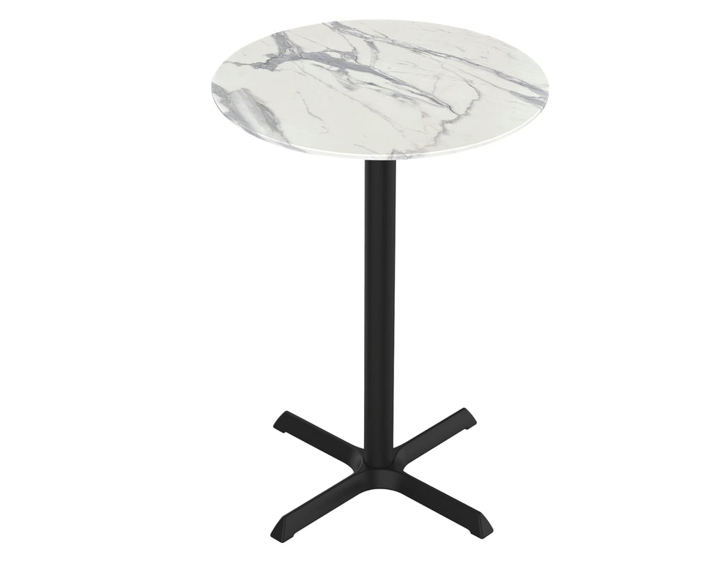 36" Tall OD211 Indoor/Outdoor All-Season Table with 32" Diameter White Marble Top OD211-3036BWODS32RWM