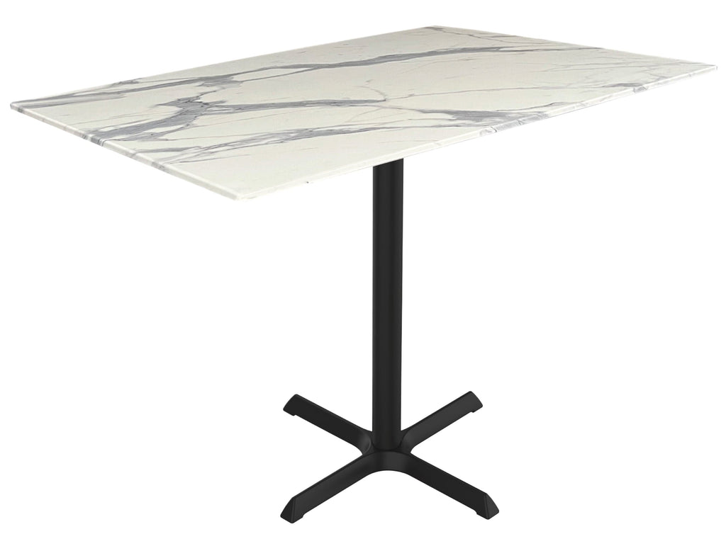 36" Tall OD211 Indoor/Outdoor All-Season Table with 32" x 48" White Marble Top OD211-3036BWODS3248WM