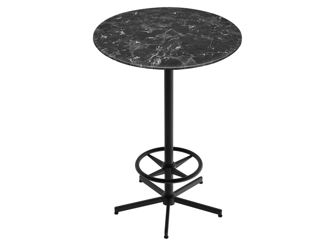 42" Tall OD216 Indoor/Outdoor All-Season Table with 32" Diameter Black Marble Top OD21642BWODS32RBM