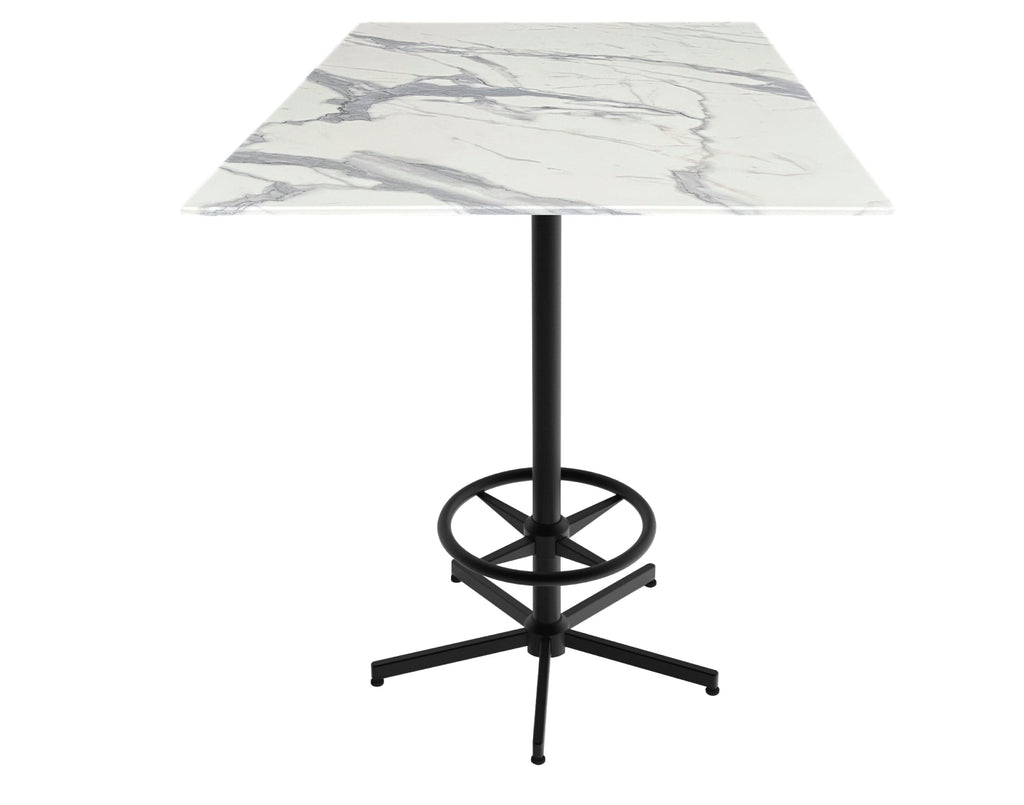 42" Tall OD216 Indoor/Outdoor All-Season Table with 32" x 32" Square White Marble Top OD21642BWODS32SQWM