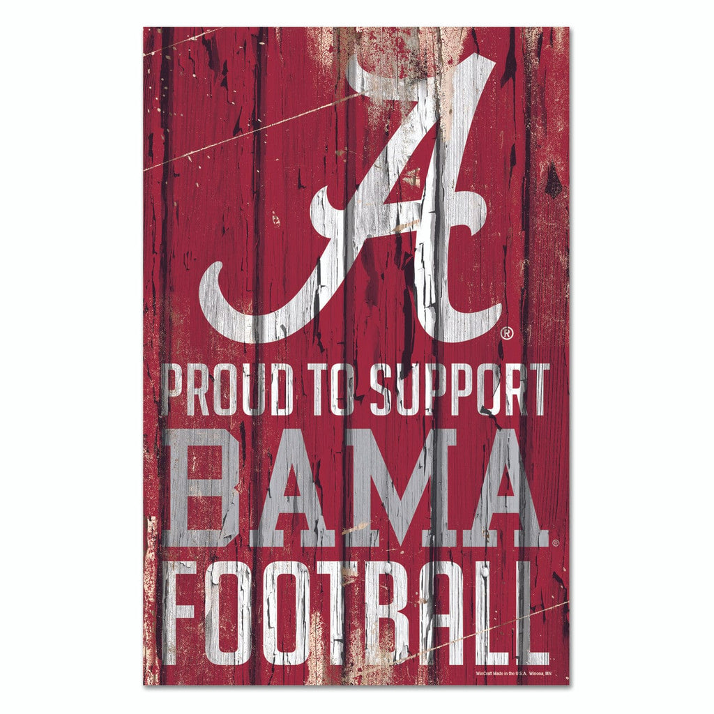 Sign 11x17 Proud To Support Alabama Crimson Tide Sign 11x17 Wood Proud to Support Design 032085795663
