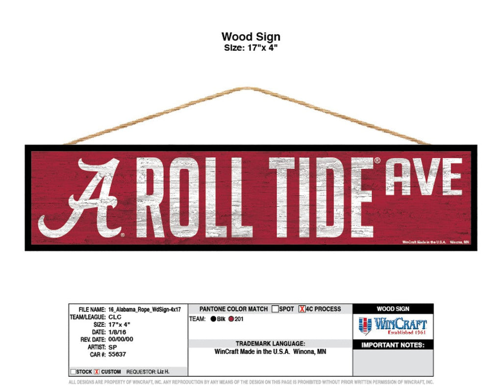 Sign 4x17 Avenue Alabama Crimson Tide Sign 4x17 Wood Avenue Design 032085900043