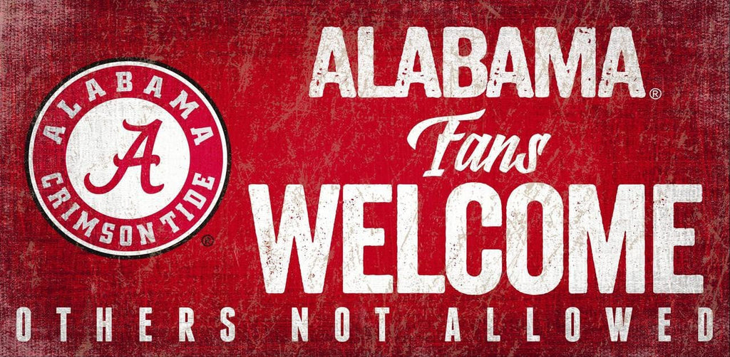 Sign 12x6 Fans Welcome Alabama Crimson Tide Wood Sign Fans Welcome 12x6 878460145278