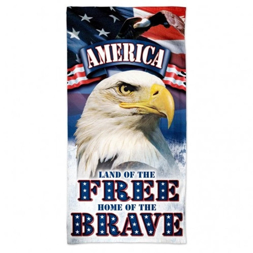 Novelty America Towel 30x60 Beach Style Land of the Free Home of the Brave Design - Special Order 099606239907