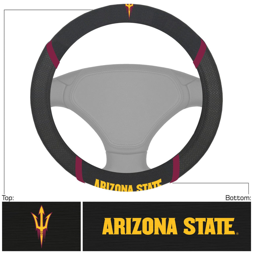 Steering Wheel Covers Mesh Arizona State Sun Devils Steering Wheel Cover Mesh/Stitched 842281150018
