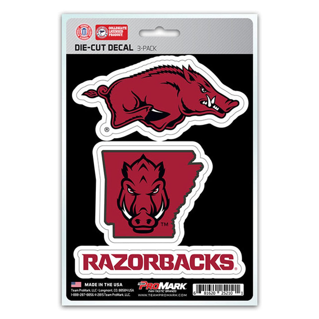 Decal Die Cut Teams 3 Pack Arkansas Razorbacks Decal Die Cut Team 3 Pack 681620252101