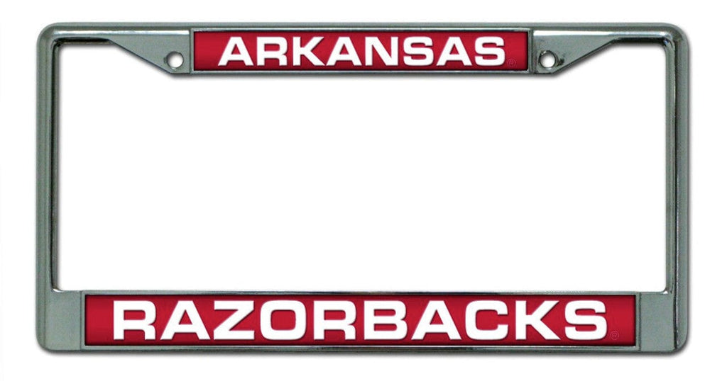License Frame Chrome Arkansas Razorbacks Laser Cut Chrome License Plate Frame 094746403638