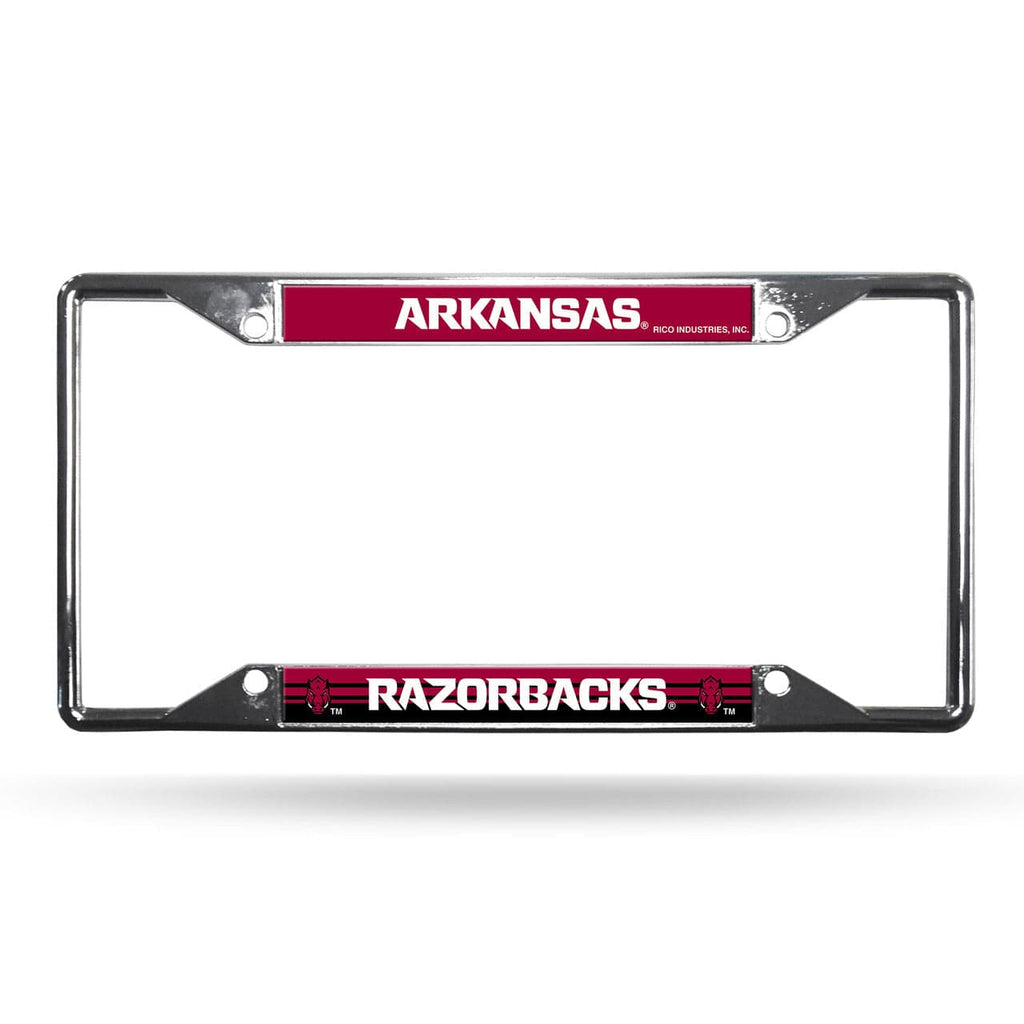 License Frame Chrome EZ Arkansas Razorbacks License Plate Frame Chrome EZ View 094746486006