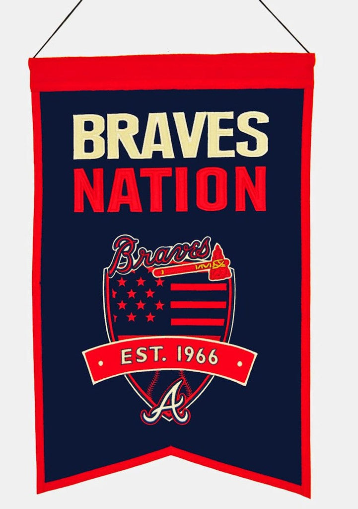 Banner 14x22 Wool Nations Atlanta Braves Banner 14x22 Wool Nations 674088305076