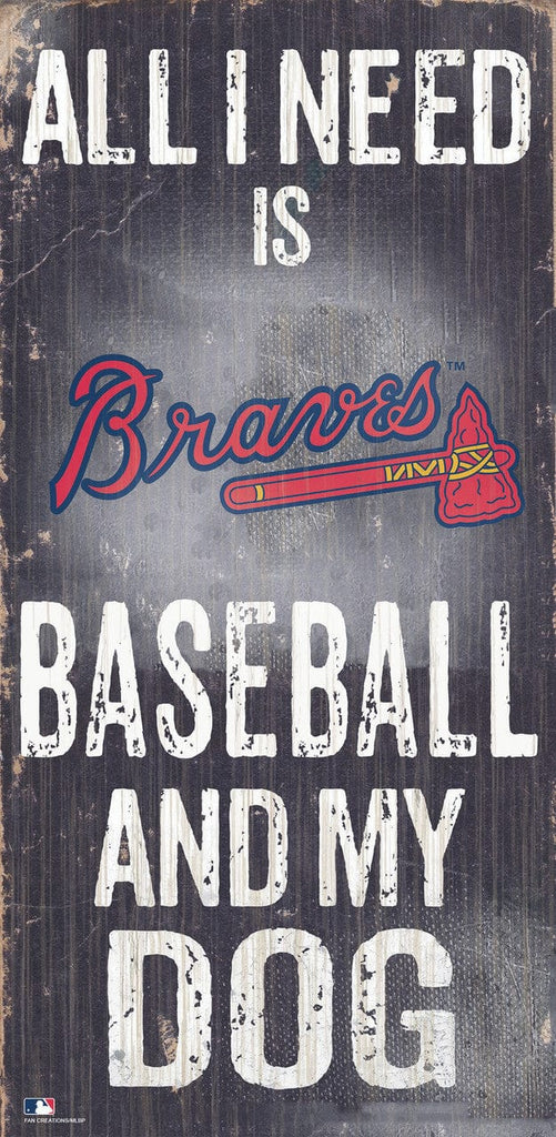 Atlanta Braves Atlanta Braves Sign Wood 6x12 Baseball and Dog Design 878460241871