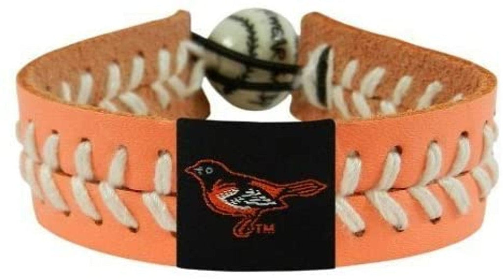 Baltimore Orioles Baltimore Orioles Bracelet Team Color Baseball Peach Leather White Thread CO 844214043916