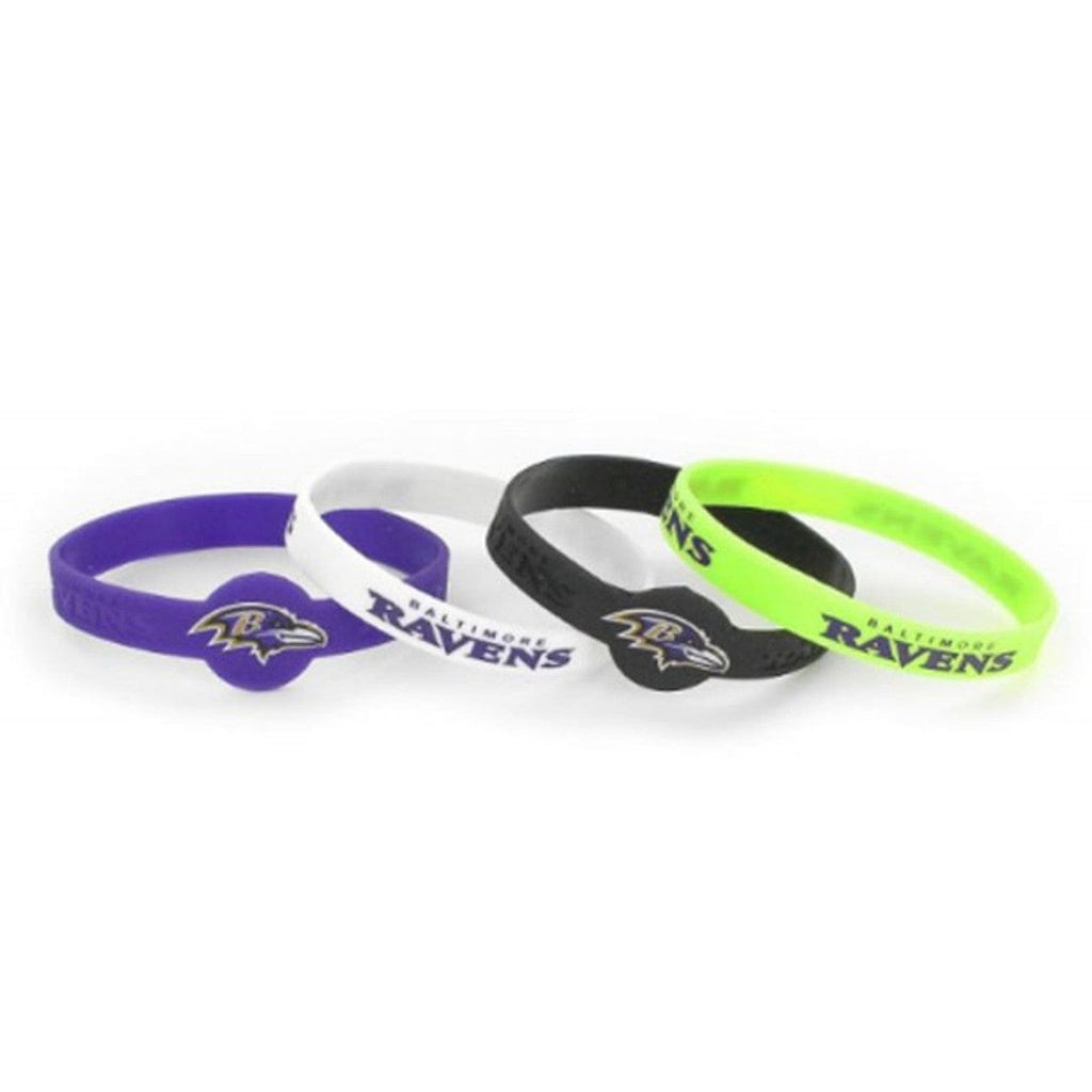 Jewelry Bracelets 4 Packs Baltimore Ravens Bracelets 4 Pack Silicone - Special Order 763264352048