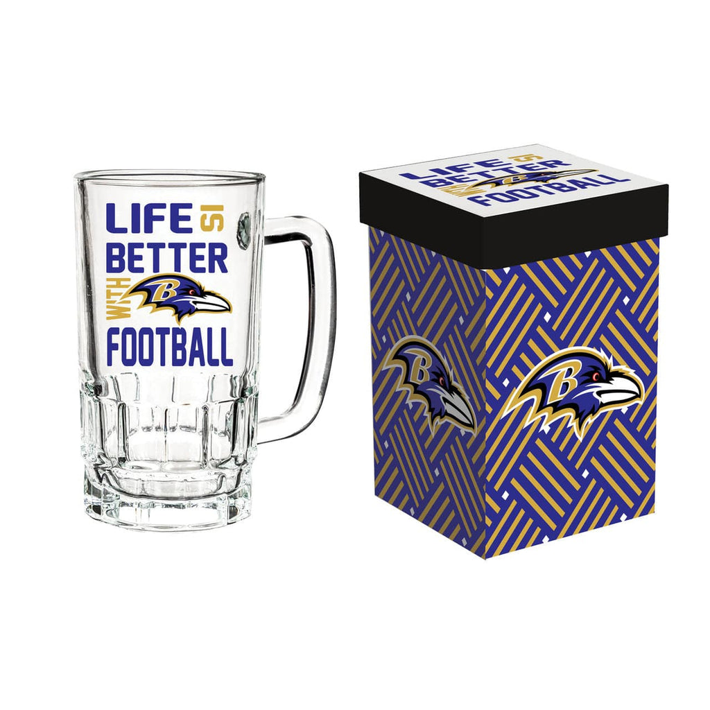 Boxed Tankard Baltimore Ravens Glass 18oz Tankard Boxed 801946954828