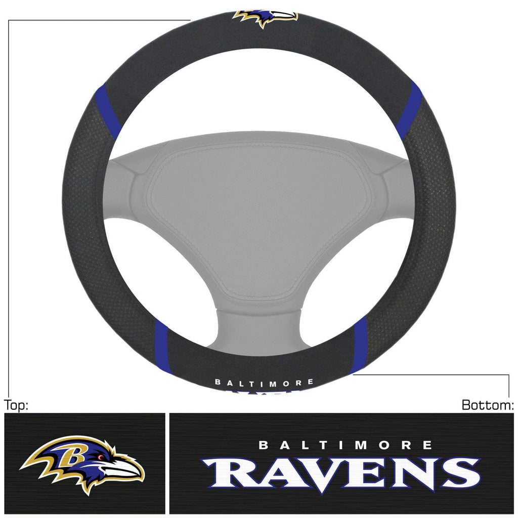 Steering Wheel Covers Mesh Baltimore Ravens Steering Wheel Cover Mesh/Stitched 842989056216