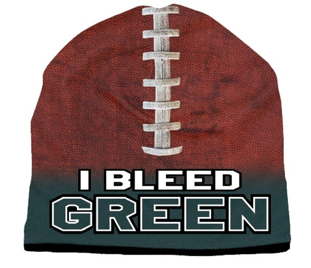Novelty Beanie I Bleed Style Sublimated Football Forest Green Design 811227025253