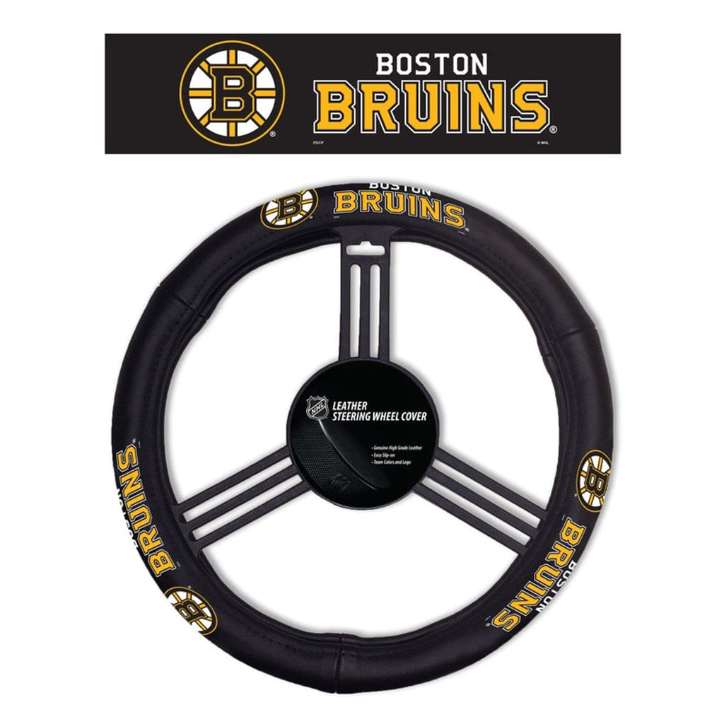 Boston Bruins Boston Bruins Steering Wheel Cover Leather CO 023245881081