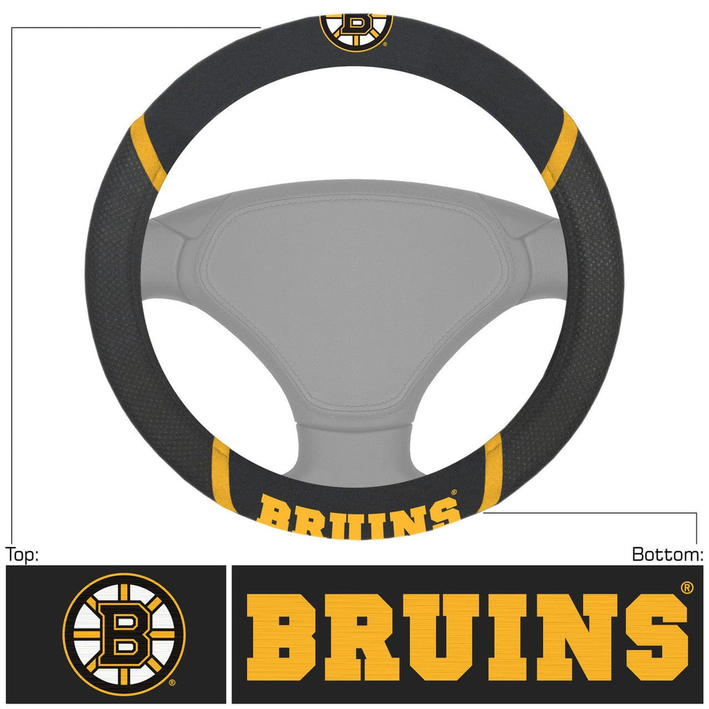Steering Wheel Covers Mesh Boston Bruins Steering Wheel Cover Mesh/Stitched 842989048426