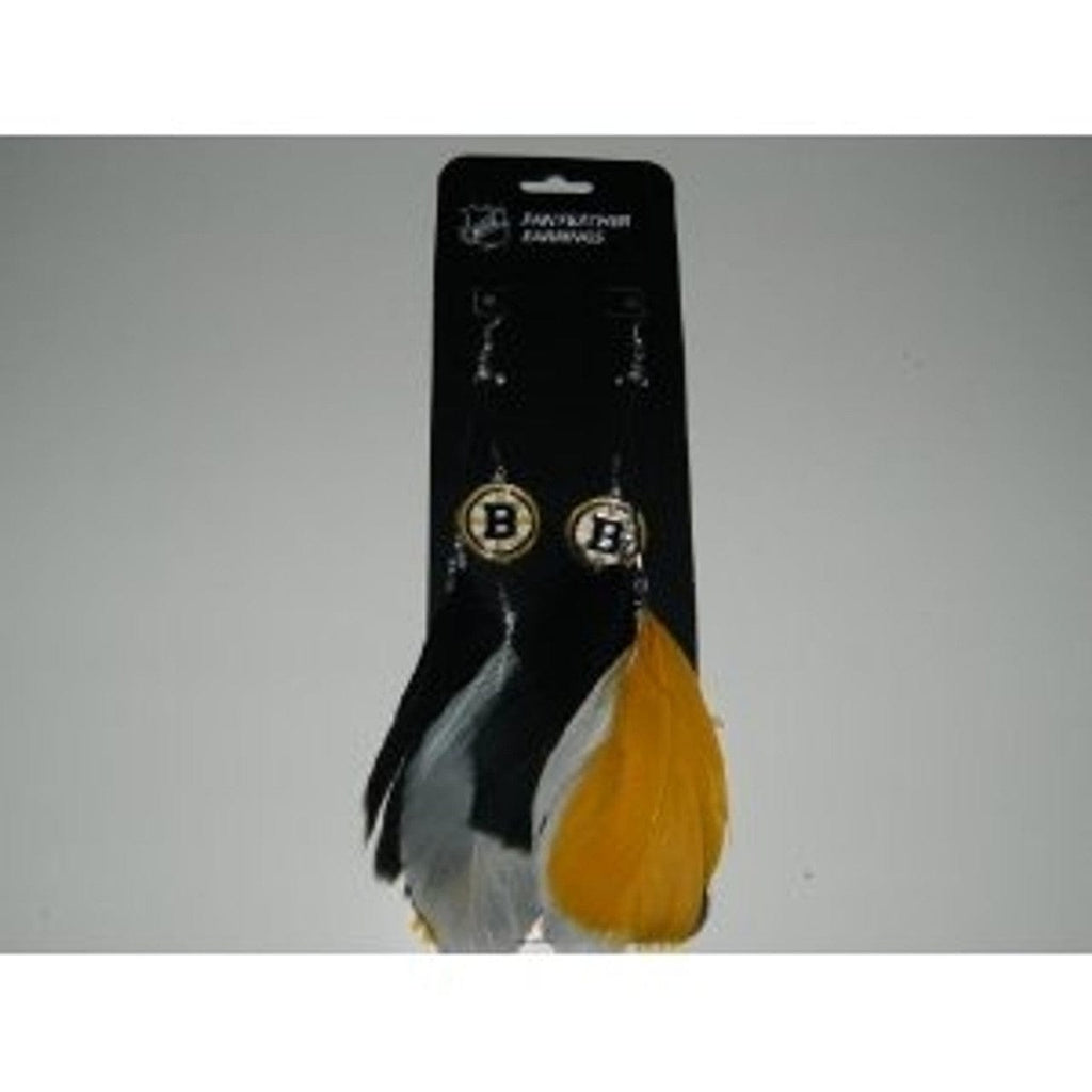 Boston Bruins Boston Bruins Team Color Feather Earrings CO 686699154110