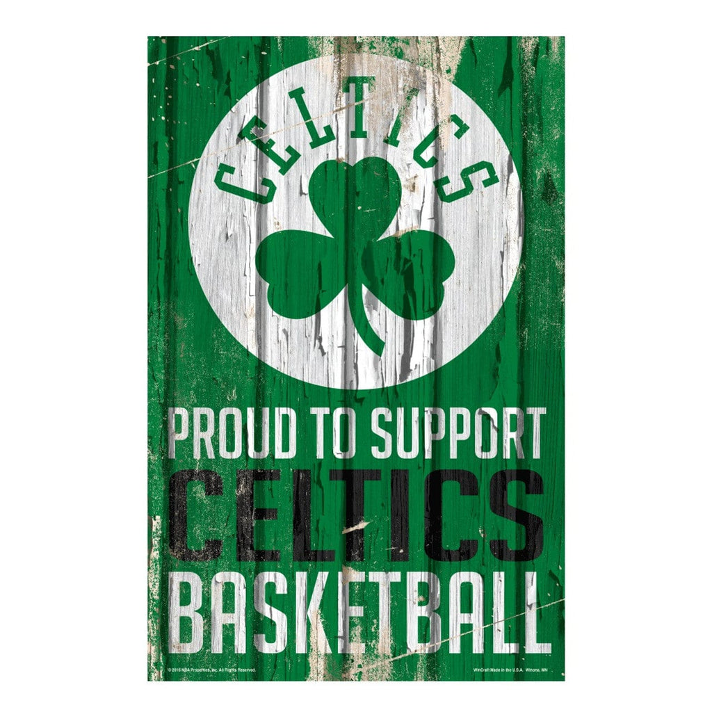 Sign 11x17 Proud To Support Boston Celtics Sign 11x17 Wood Proud to Support Design 032085943620