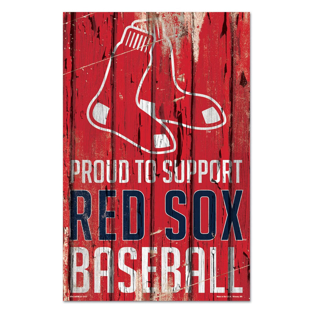 Sign 11x17 Proud To Support Boston Red Sox Sign 11x17 Wood Proud to Support Design 032085464002