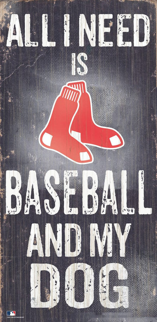Boston Red Sox Boston Red Sox Sign Wood 6x12 Baseball and Dog Design 878460242076
