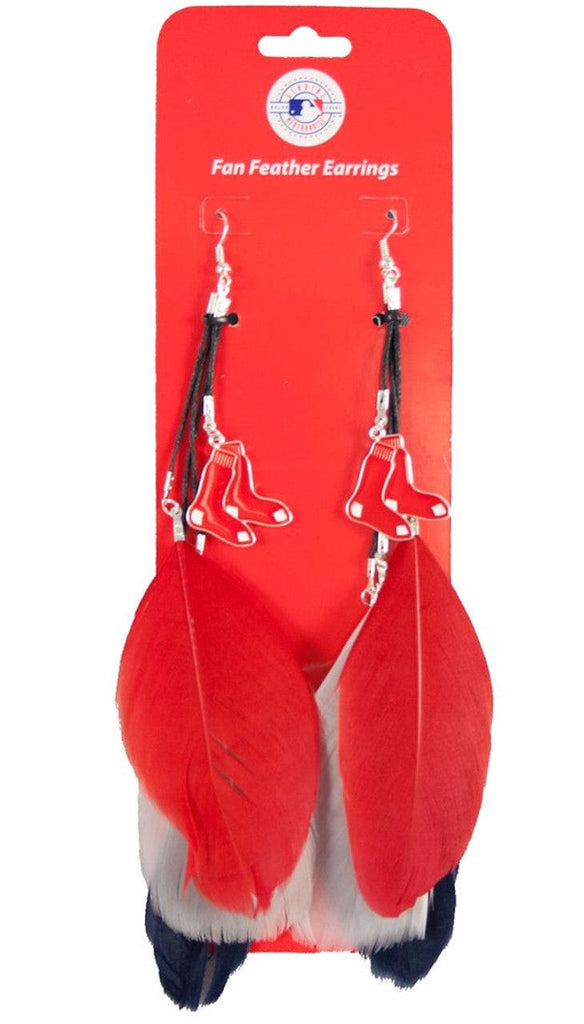 Boston Red Sox Boston Red Sox Team Color Feather Earrings CO 686699153519