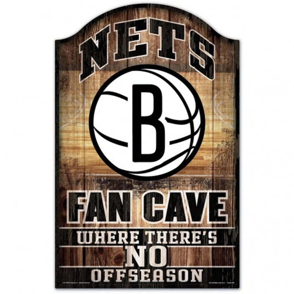 Sign 11x17 Fan Cave Brooklyn Nets Sign 11x17 Wood Fan Cave Design - Special Order 032085331946