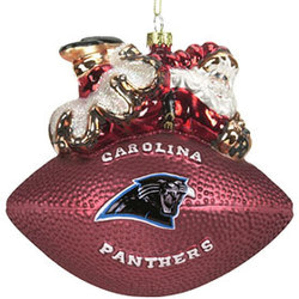 Carolina Panthers Carolina Panthers Ornament 5 1/2 Inch Peggy Abrams Glass Football CO 801946188797