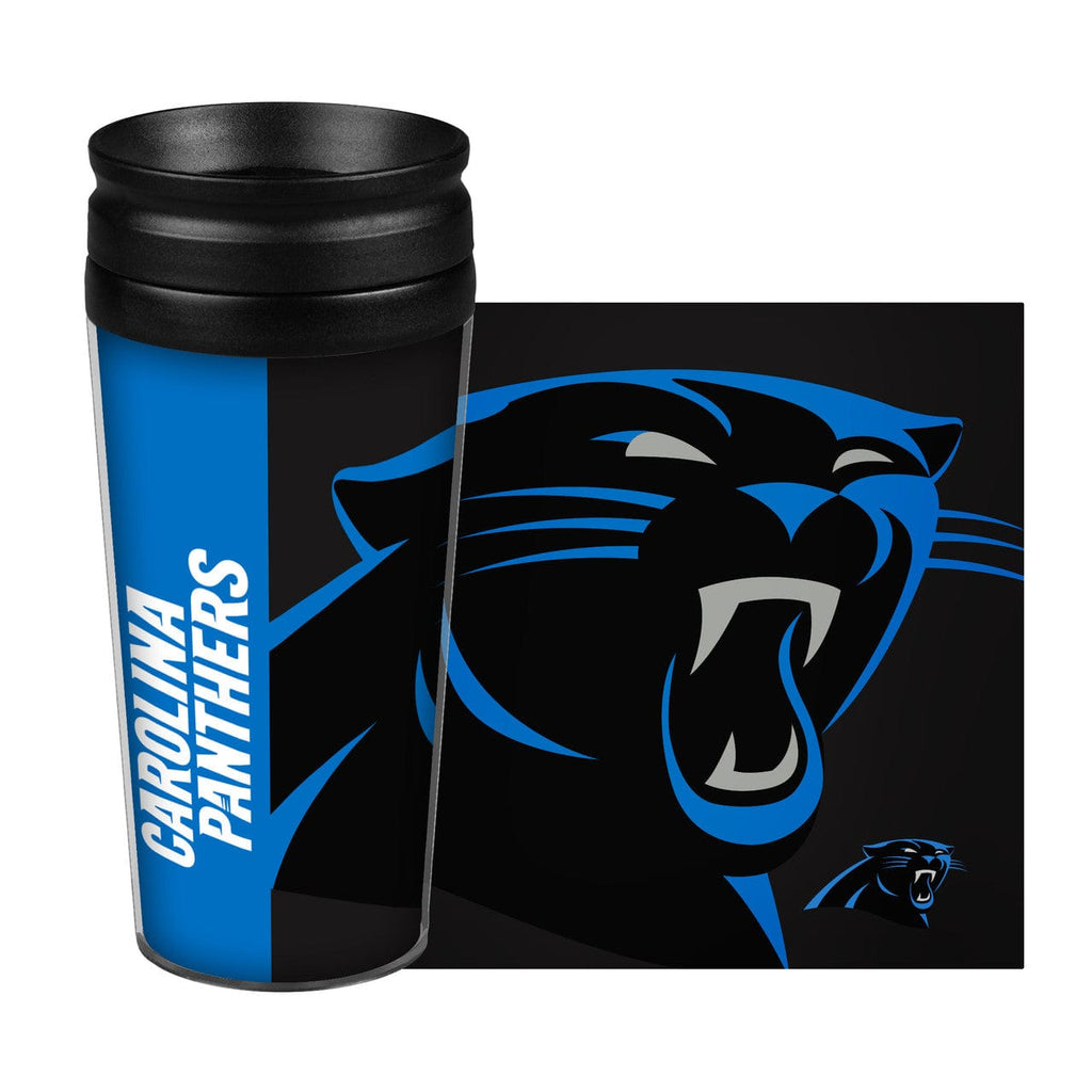 Drink Tumbler 14-16 Carolina Panthers Travel Mug 14oz Full Wrap Style Hype Design 888860745282