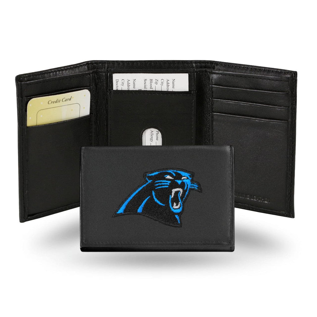 Wallet Leather Trifold Carolina Panthers Wallet Trifold Leather Embroidered 024994245292