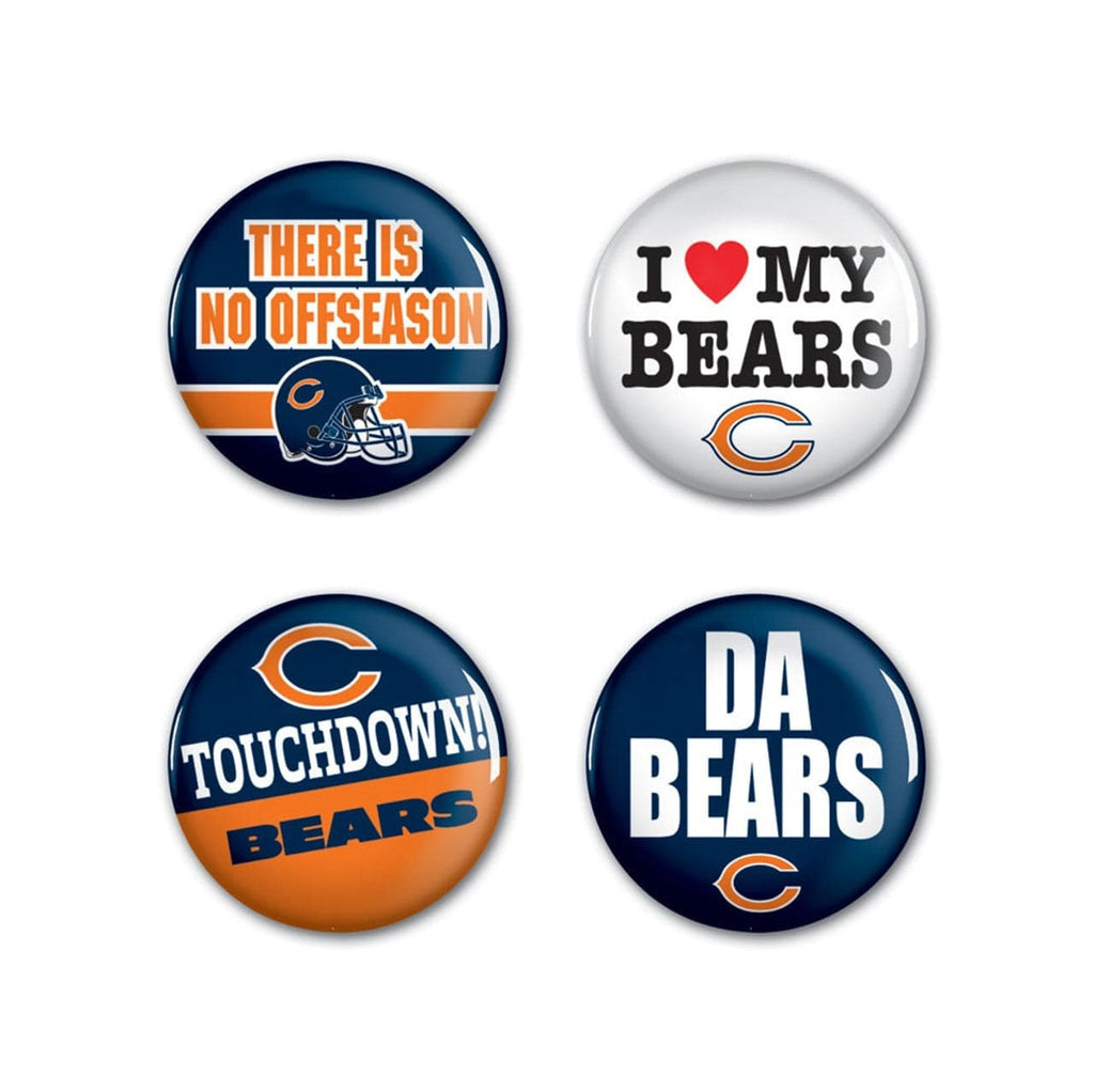 Button Chicago Bears Buttons 4 Pack - Special Order 032085889317
