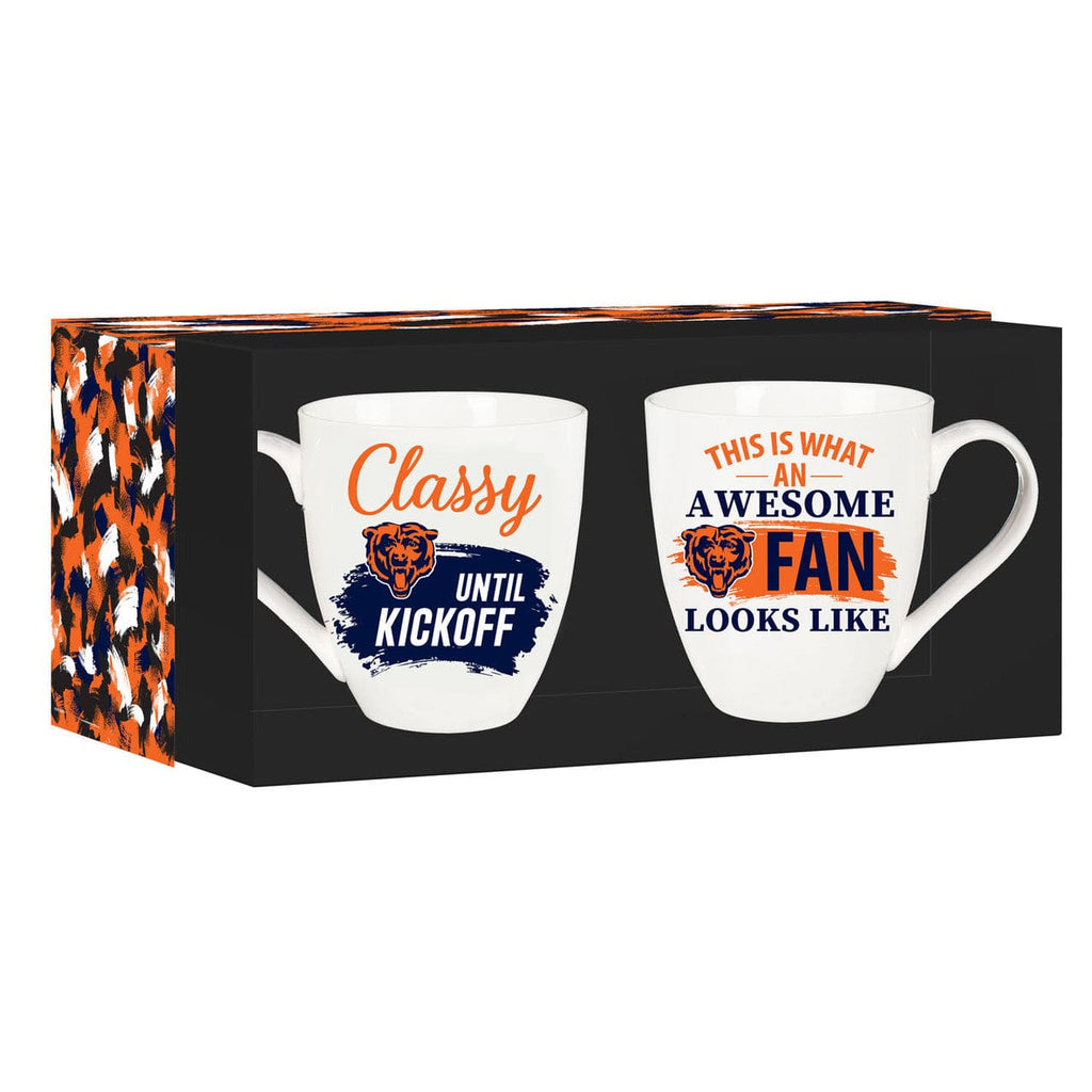 Boxed 17oz 2 Pack Chicago Bears Coffee Mug 17oz Ceramic 2 Piece Set with Gift Box 801946953340